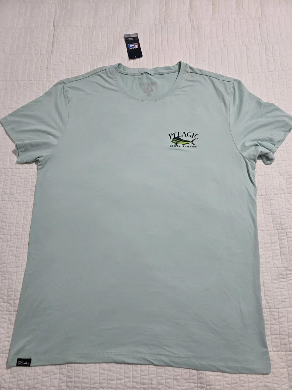 Pelagic Light Blue Fishing Company Graphic Tee